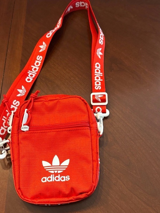 adidas Handbags - adidas Red and White Logo Zip Pull Pouch